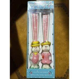Vintage Mr. and Mrs. Bunny‎ Taper Candles 10" tall, New in Box Springwater